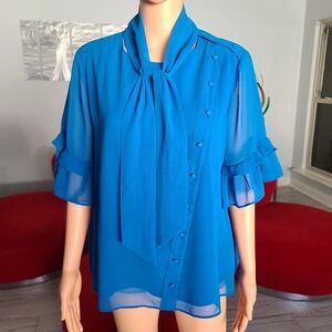 BEBE cobalt blue blouse top size XL